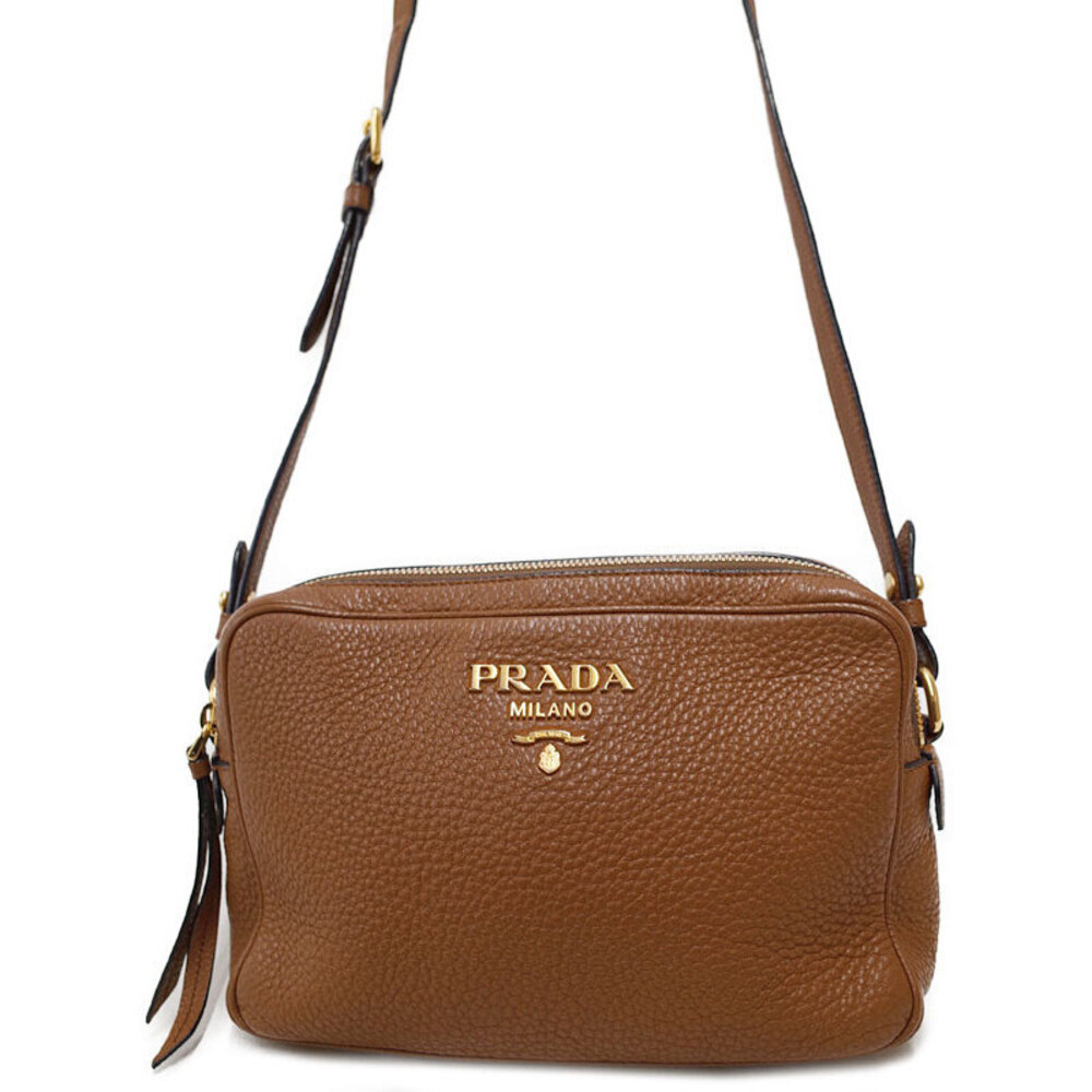 Prada Vitello Phenix Camera Bag caramel textured calfskin leather Brown
